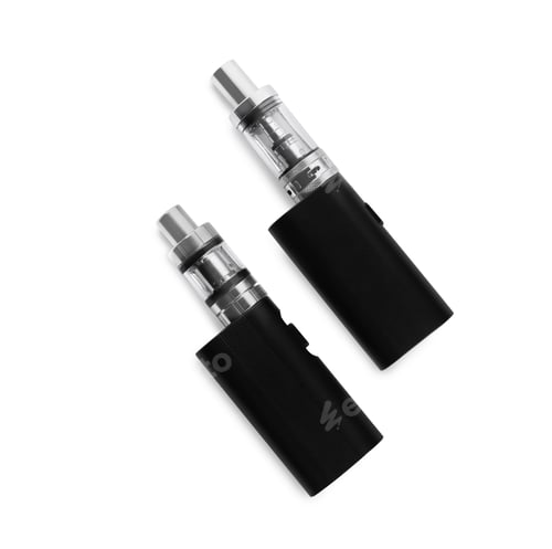 Preview: Electronic cigarettes on white background, top view