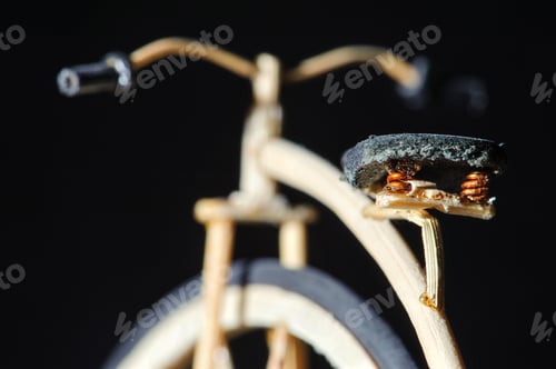 Preview: Miniature handicraft detail shot of wooden bicycle