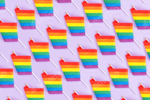 Preview: Overhead shot of a gay rainbow flag - concept of LGBT community