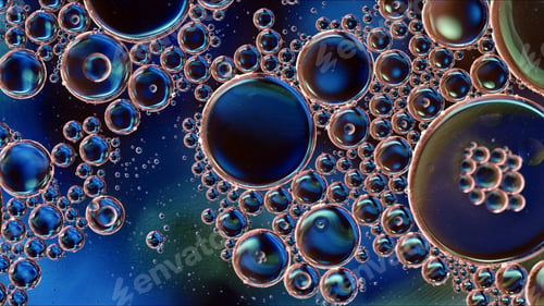 Preview: Abstract Colorful Food Oil Drops Bubbles and spheres Flowing on Water Surface