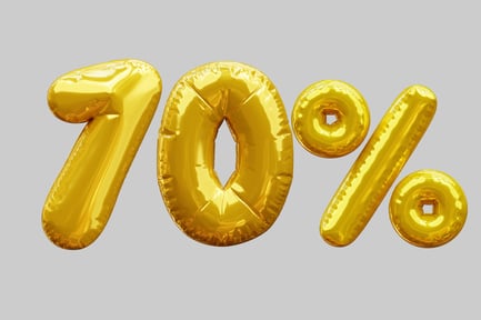 Preview: Seventy Percent Discount With Golden Balloons