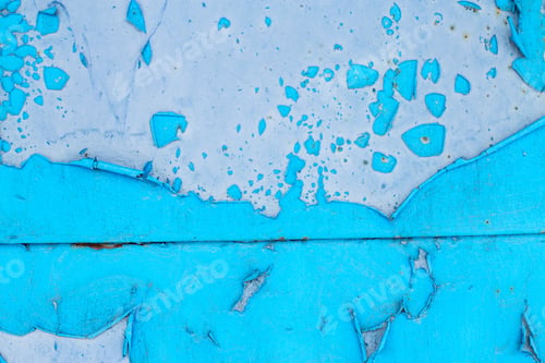 Preview: Old blue paint peeling from metal or concrete wall texture background.