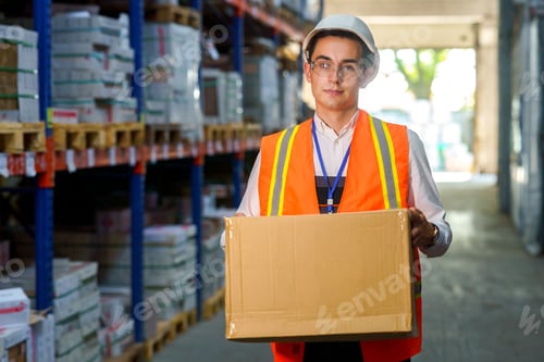 Preview: Warehouse worker with a box in his hands
