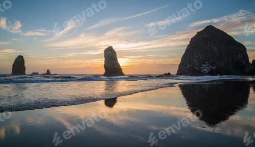 Preview: The end of the day from Haystack Rock at Cannon Beach, OR.