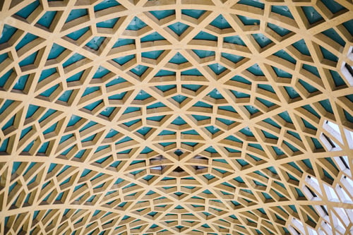 Preview: Architectural detail texture background with oriental hexagonal grid pattern