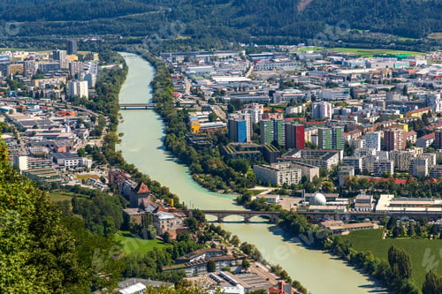 City with river from above