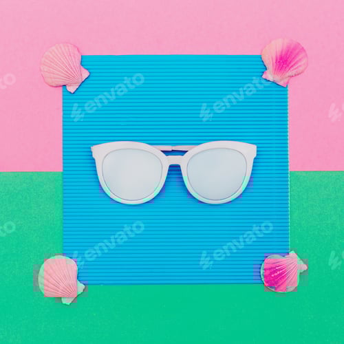 Preview: Sunglasses and seashells. Sea mood Minimal art
