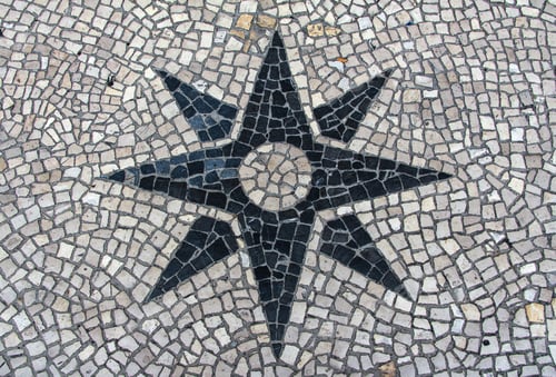 Preview: Black Star on Stone Mosaic Sidewalk