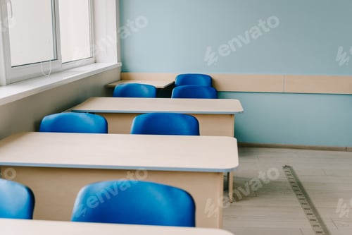 Preview: interior of empty classroom at modern school