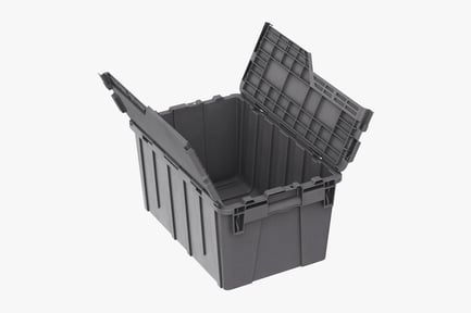 Preview: Open Plastic Storage Bin with Hinged Lid