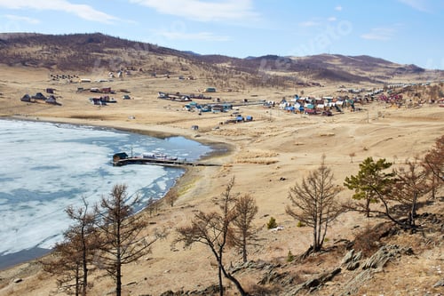 Preview: Spring landscape. Time for the ice to melt on Lake Baikal. Kurkutsk Bay