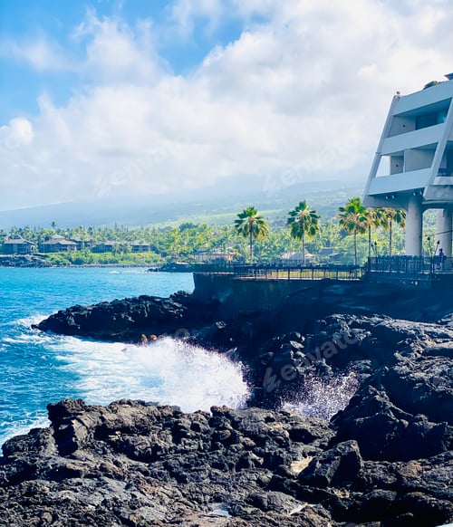 Preview: Wave crashing against lava rock in Hawaii