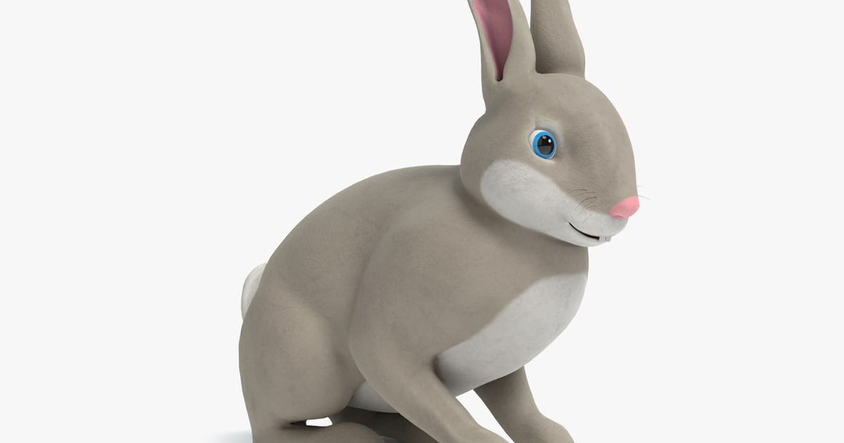 Stylized Gray Cartoon Rabbit 3D, Incl. animal & cartoon - Envato