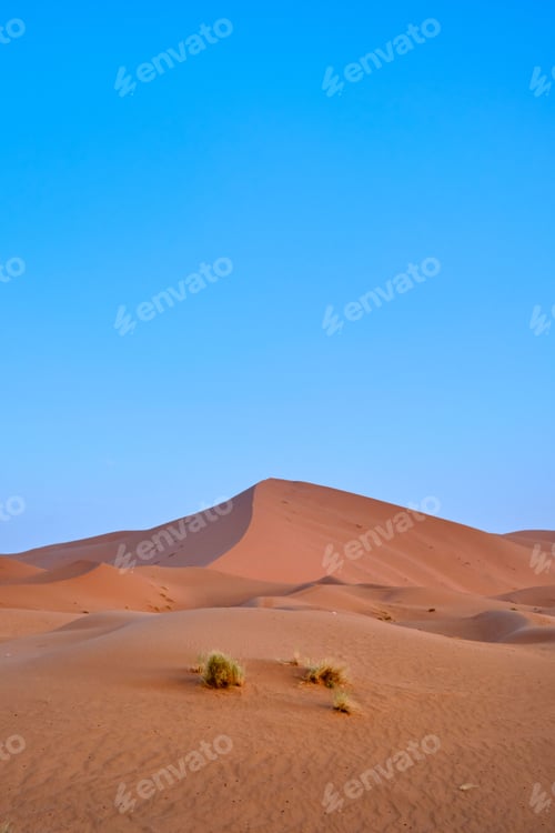 Preview: Beautiful view of the desert landscape with sand dunes in the foreground Sahara Desert, Morocco