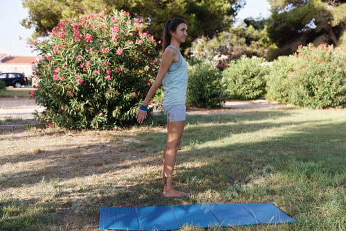Preview: Pretty woman doing yoga in morning park. Healthy lifestyle outdoor conception. Sport.