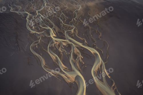Preview: Aerial view of Glacier rivers in Iceland