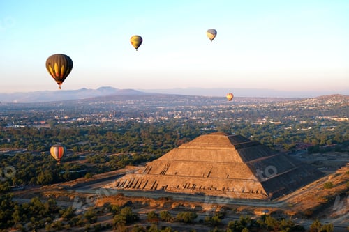 Preview: Aerial view at Maya Pyramid of the Sun and Moon at Teotihuacan, Mexico
