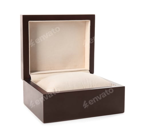 Preview: Empty stylish watch box isolated on white