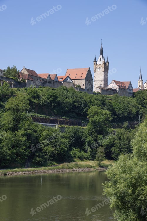 Preview: Bad Wimpfen with a view of the old church and the historic city wall over the Neckar river