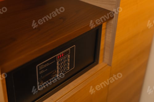 Preview: a safe in a hotel room a small storage room for personal belongings Theft keeping valuables