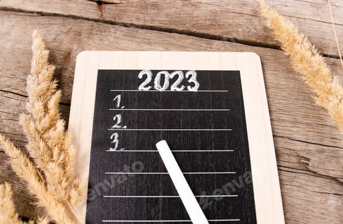 Preview: Old rustic beautiful table with a gablon for inscriptions and notes for 2023.