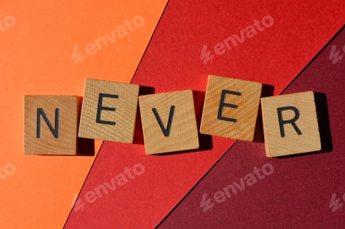 Preview: Never, word as banner headline