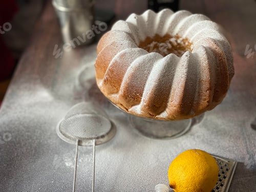 Vista previa: Pastel de limón sobre fondo de madera