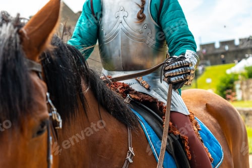 Preview: Knights and medieval armor in the castle of Fougeres. Brittany region, France