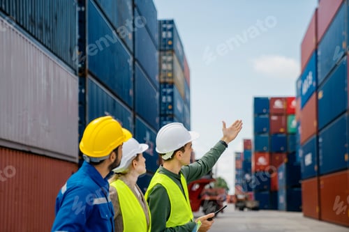 Preview: Foreman control loading Containers box to truck for Logistic Import Export.