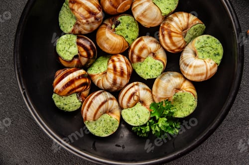 Preview: Escargot food with green butter French cuisine food preparation tasty snack fresh food