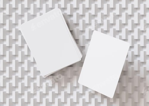 Preview: White and blank playing cards. Poker cards mock up. Template with copy space for your design