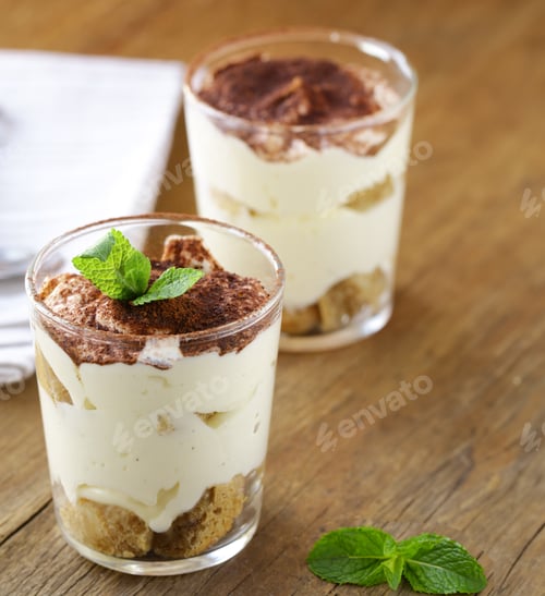 Preview: dessert tiramisu in a glass portion serving