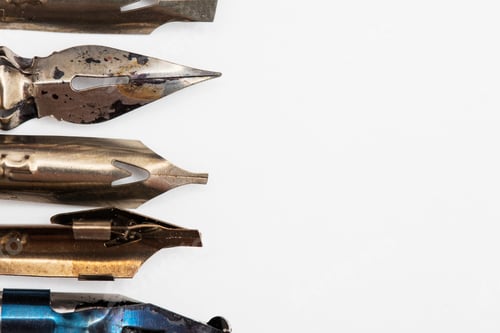 Preview: Calligraphy pen nibs close up background