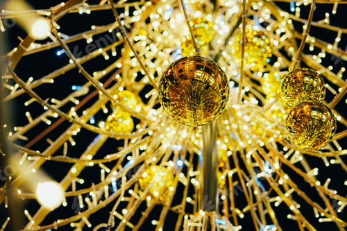 Preview: Golden Christmas ball. New Year’s decorations on the street