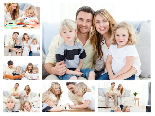 Preview: Collage Of A Family Spending Goods Moments Together And Posing At Home