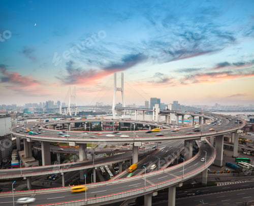 Preview: shanghai nanpu bridge in sunset