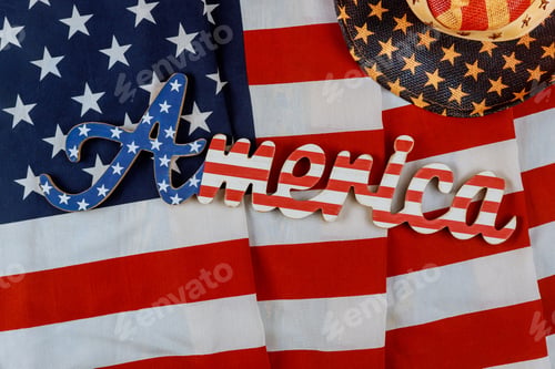 Preview: America sign decorated letter Memorial day American flag on patriotism USA national holidays