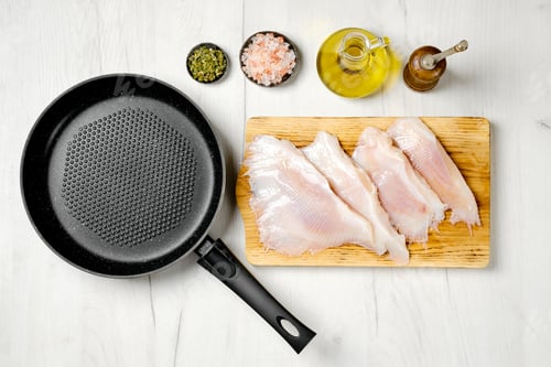 Preview: Top view of raw fresh stingray wings ready for frying
