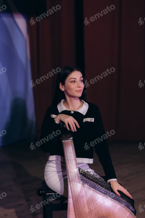 Preview: Portrait of a Musician with a Traditional String Instrument on Stage