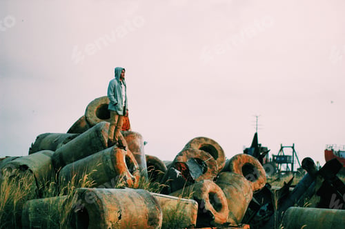 Preview: Men Standing enjoyed sunset