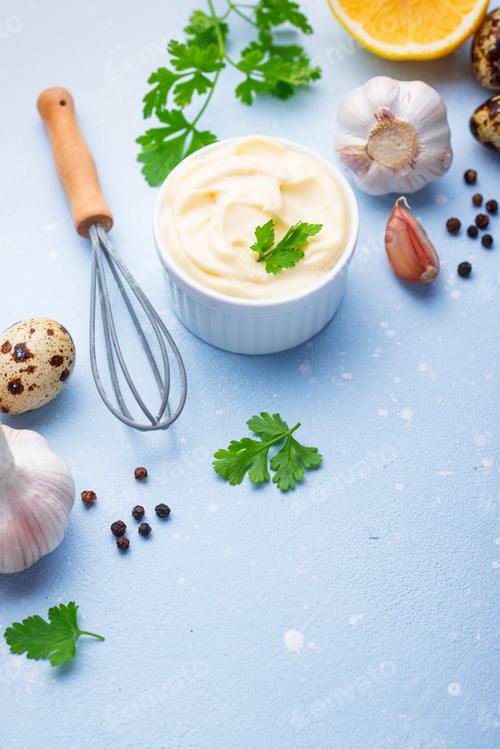 Preview: Homemade mayonnaise sauce with ingredient