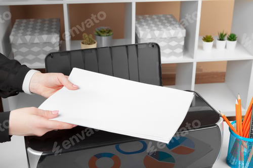 Preview: Woman using the printer to scanning and printing document