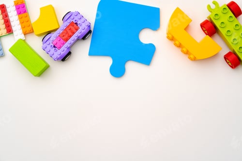 Preview: Details of kids plastic constructor on white background