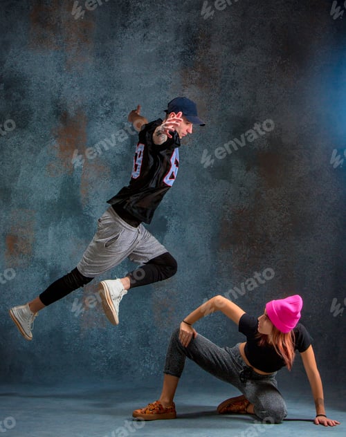 Preview: The Two Young Girl And Boy Dancing Hip Hop In The Studio