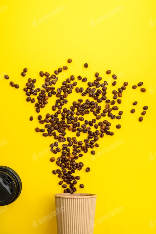 Preview: Coffee bean flowers isolated on yellow background