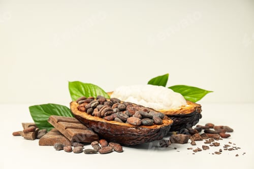 Preview: Concept of fresh and aromatic food - cacao beans