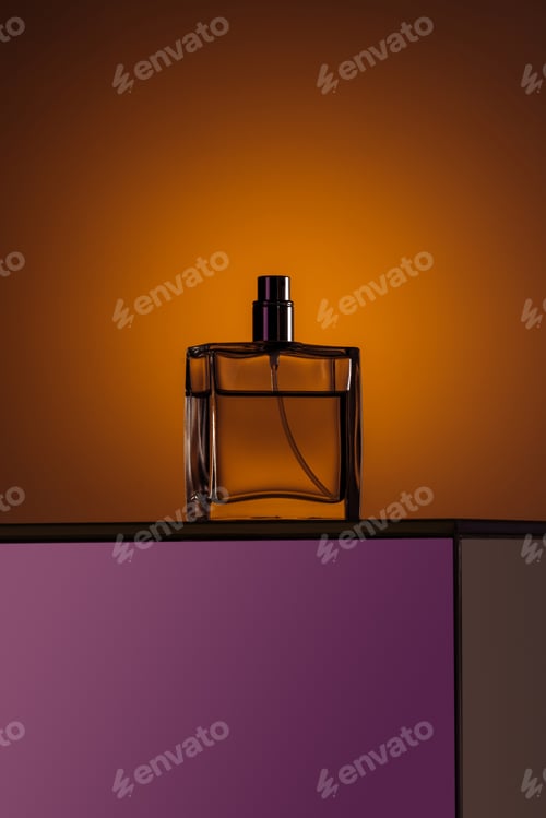 Preview: silhouette of luxury perfume in spray bottle