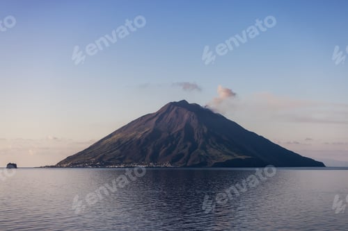 Preview: Stromboli Island with an Active Volcano in Tyrrhenian Sea. Italy. Nature Background