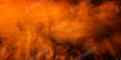 Preview: Halloween background with orange texture and scary black smoke swirls. Spooky halloween backdrop