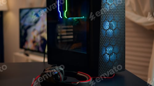 Preview: Powerful gaming unit with colorful RGB lights prepared for gaming tournament